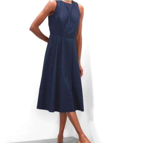 slim fit dress slacks Mac Duggal - Blue Square Neck Crepe Polka Dot Fit and Flare Midi Dress main image 1